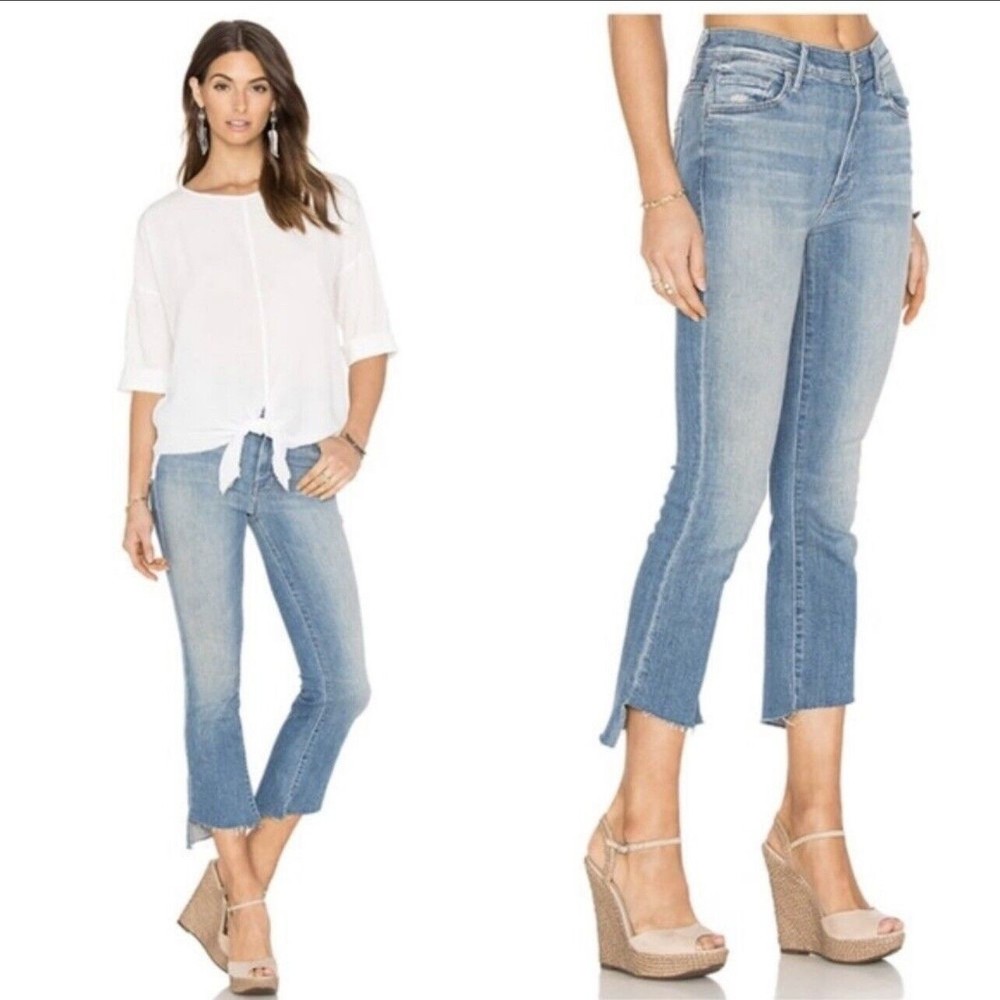 Mother Womens Insider Crop Step Fray Light Wash Shake Well Denim Jeans Sz. 25